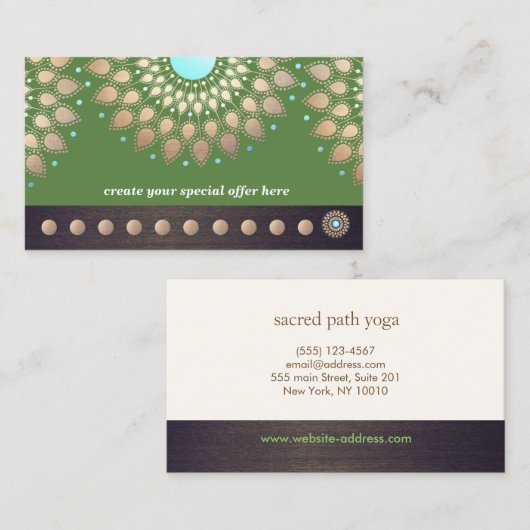 Gouden Lotus Yoga Meditatie 10 Klasse Punch Loyali Klantenkaartje (Voorkant / Achterkant)