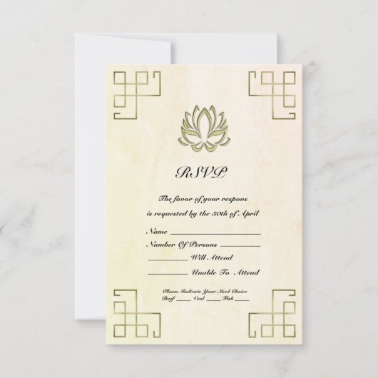 Gouden Lotus Yoga RSVP Kaartje (Voorkant)