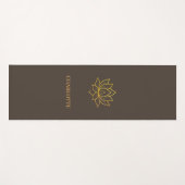 Gouden lotusbloem naam bruin yogamat (Voorkant (horizontaal))