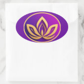 🪷 Gouden Lotusembleem Paarse Gradiënt Luxe Symboo Ovale Sticker (Tas)