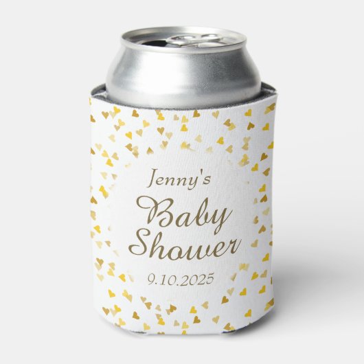 Gouden Love Hearts Baby Shower / Strooi / Koppels Blikjeskoeler (Blikje Voorkant)