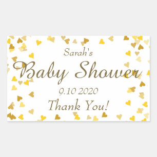 Gouden Love Hearts Baby Shower / Strooi / Koppels Rechthoekige Sticker