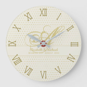 Gouden Love Hearts Monogram Huwelijkscadeau Nieuwg Grote Klok