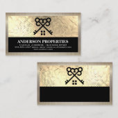 Gouden Lovertje | Sleutels en Home Logo | Vastgoed Visitekaartje (Voorkant / Achterkant)