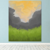 Gouden lucht landschapsschildering canvas afdruk (Insitu (Houten vloer))