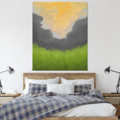 Gouden lucht landschapsschildering canvas afdruk (Insitu (Slaapkamer))