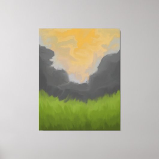 Gouden lucht landschapsschildering canvas afdruk (Voorkant)