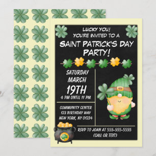 Gouden Lucky St. Patrick's Day-feestuitnodiging Kaart