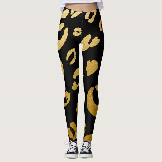 Gouden luipaard Cheetah Wild Animal Print Chique Leggings (Voorkant)