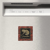 Gouden Luipaard en Rode Luipaardprint Magneet (Insitu (Vaatwasser))
