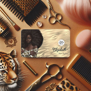 Gouden luipaard en tijger Afro-Amerikaanse kapsalo Visitekaartje
