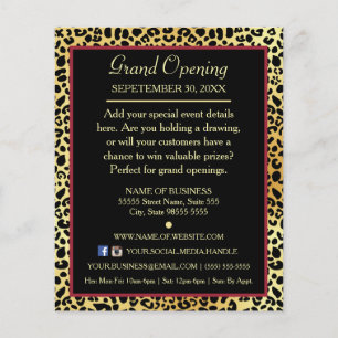 Gouden Luipaard Haar Boutique Speciale Gebeurtenis Flyer