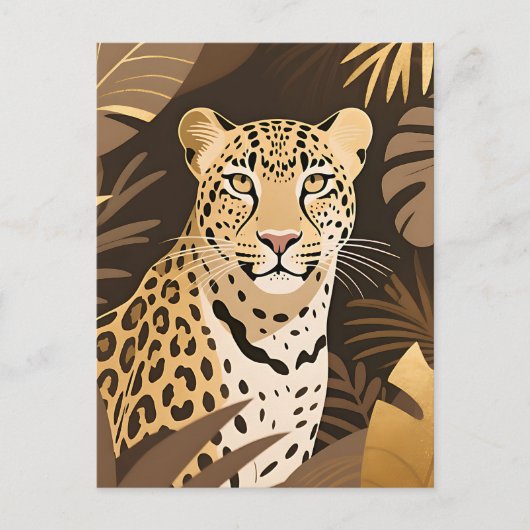Gouden Luipaard Jungle Boho Wilde Dieren Briefkaart (Voorkant)