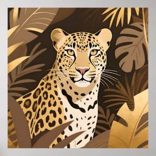 Gouden Luipaard Jungle Boho Wilde Dieren Poster