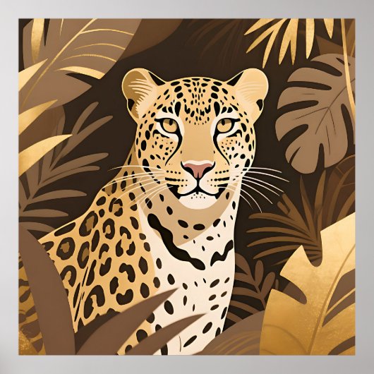 Gouden Luipaard Jungle Boho Wilde Dieren  Poster (Voorkant)