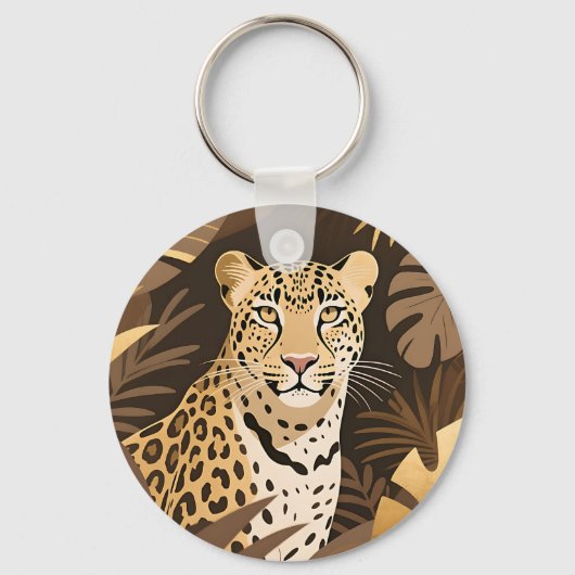 Gouden Luipaard Jungle Boho Wilde Dieren  Sleutelhanger (Voorkant)