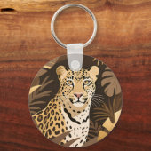 Gouden Luipaard Jungle Boho Wilde Dieren  Sleutelhanger (Achterkant)