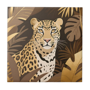Gouden Luipaard Jungle Boho Wilde Dieren Tegeltje