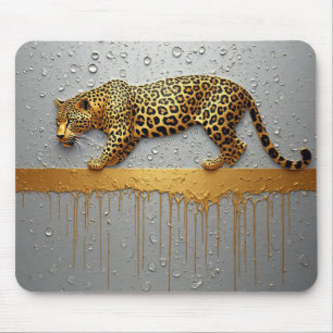 Gouden Luipaard Met Effect van Druipende Verf 🐆 Muismat