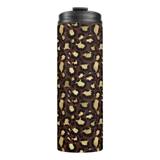 Gouden Luipaard Patroon Thermosbeker (Voorkant)