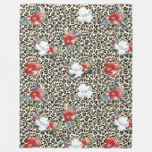 Gouden Luipaard Print Bloemen Fleece Deken (Voorkant)