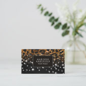 Gouden luipaard print en glitter visitekaartje (Staand voorkant)