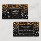 Gouden luipaard print en glitter visitekaartje (Voorkant / Achterkant)