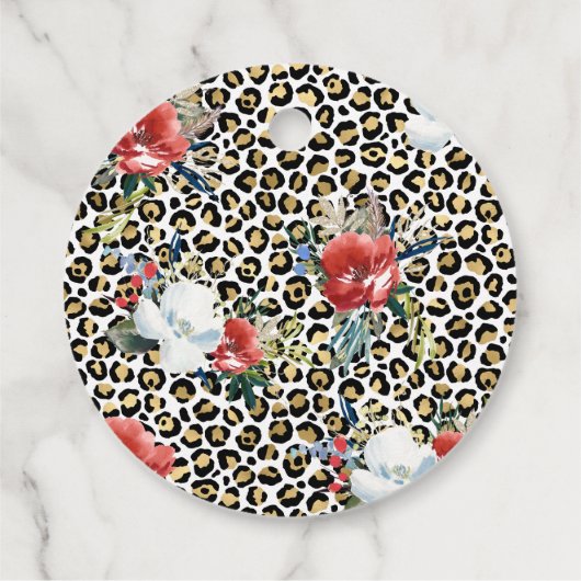Gouden Luipaard Print Floral gepersonaliseerde off Bedankjes Labels (Achterkant)