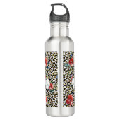 Gouden Luipaard Print Floral gepersonaliseerde off Waterfles (Achterkant)