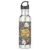 Gouden Luipaard Print Floral gepersonaliseerde off Waterfles (Voorkant)