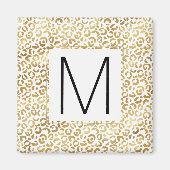 Gouden Luipaard Print Monogram Magneet (Voorkant)