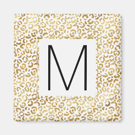 Gouden Luipaard Print Monogram Magneet