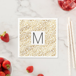 Gouden Luipaard Print Monogram Servet