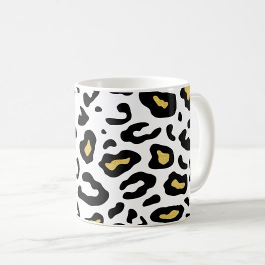 Gouden luipaard print, naadloos patroon. koffiemok (Voorkant rechts)