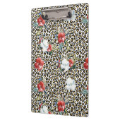 Gouden Luipaard Print Rood Wit Bloemen Klembord (Links)