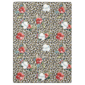 Gouden Luipaard Print Rood Wit Bloemen Klembord (Achterkant)