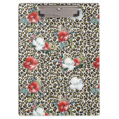 Gouden Luipaard Print Rood Wit Bloemen Klembord (Voorkant)