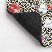 Gouden Luipaard Print Rood Wit Bloemen Muismat (Hoek)