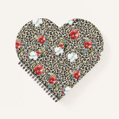 Gouden Luipaard Print Rood Wit Bloemen Notitieboek (Voorkant)