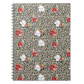 Gouden Luipaard Print Rood Wit Bloemen Notitieboek (Voorkant)