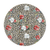 Gouden Luipaard Print Rood Wit Bloemen Snijplank (Voorkant)