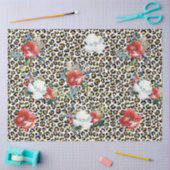 Gouden Luipaard Print Rood Wit Bloemen Tissuepapier (Craft)