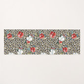 Gouden Luipaard Print Rood Wit Bloemen Yogamat (Voorkant (horizontaal))