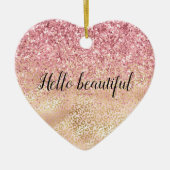 Gouden Luipaard Print Roze Glitter Glitter Keramisch Ornament (Voorkant)