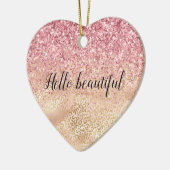 Gouden Luipaard Print Roze Glitter Glitter Keramisch Ornament (Links)