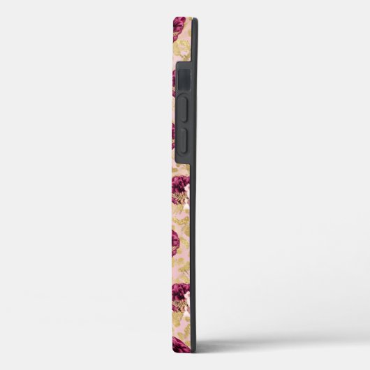 Gouden Luipaard Print Roze Rozen Bloemen Case-Mate iPhone Case (Achterkant / Links)