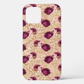 Gouden Luipaard Print Roze Rozen Bloemen Case-Mate iPhone Case (Achterkant)