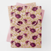 Gouden Luipaard Print Roze Rozen Bloemen Inpakpapier Vel (In situ)