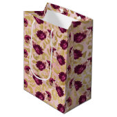 Gouden Luipaard Print Roze Rozen Bloemen Medium Cadeauzakje (Voorkant Gekanteld)
