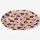 Gouden Luipaard Print Roze Rozen Bloemen Papieren Bordje (Gekanteld)
